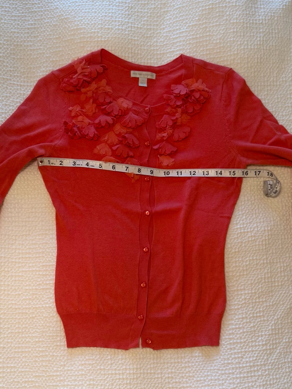 New York & Company | Coral 3/4 Sleeve Cardigan | Size XS - Picture 7 of 9